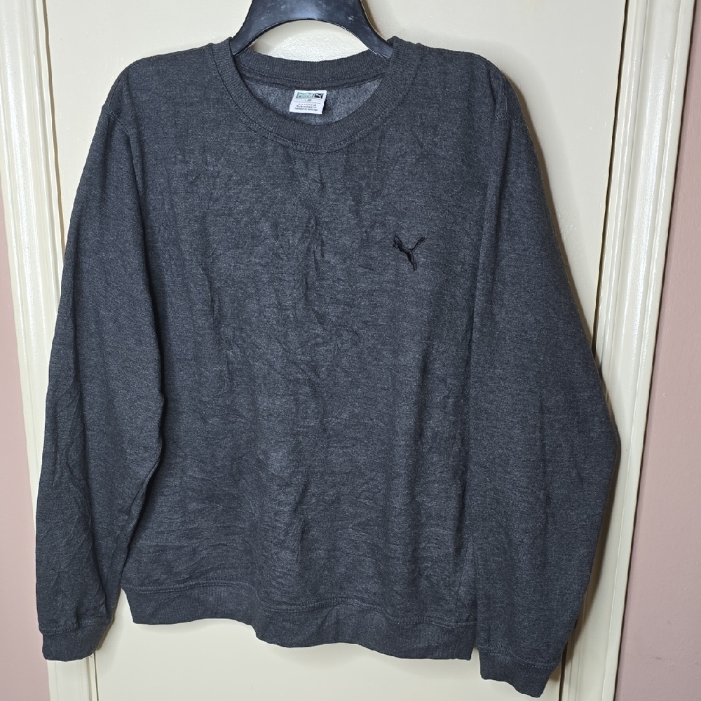 Puma Gray Crewneck Pullover Swearshirt Athleisure Activewear Sporty